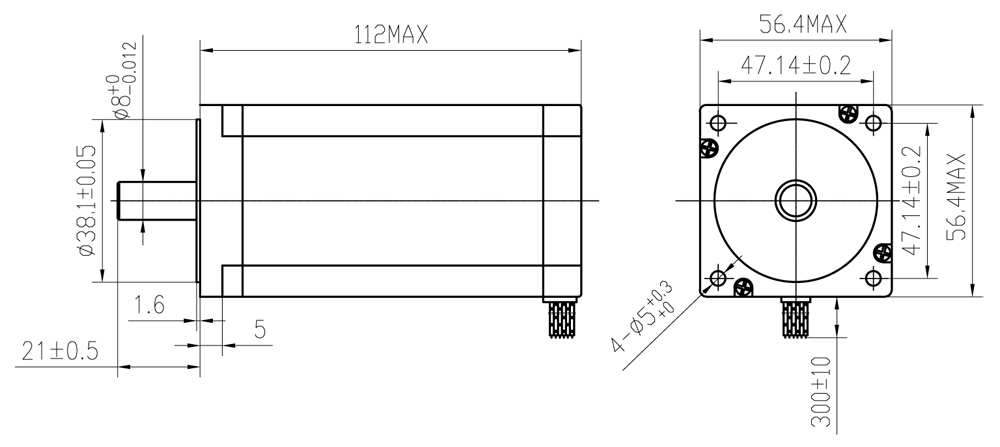 dimensiuni gabaritice motor pas cu pas 3Nm 4.2A